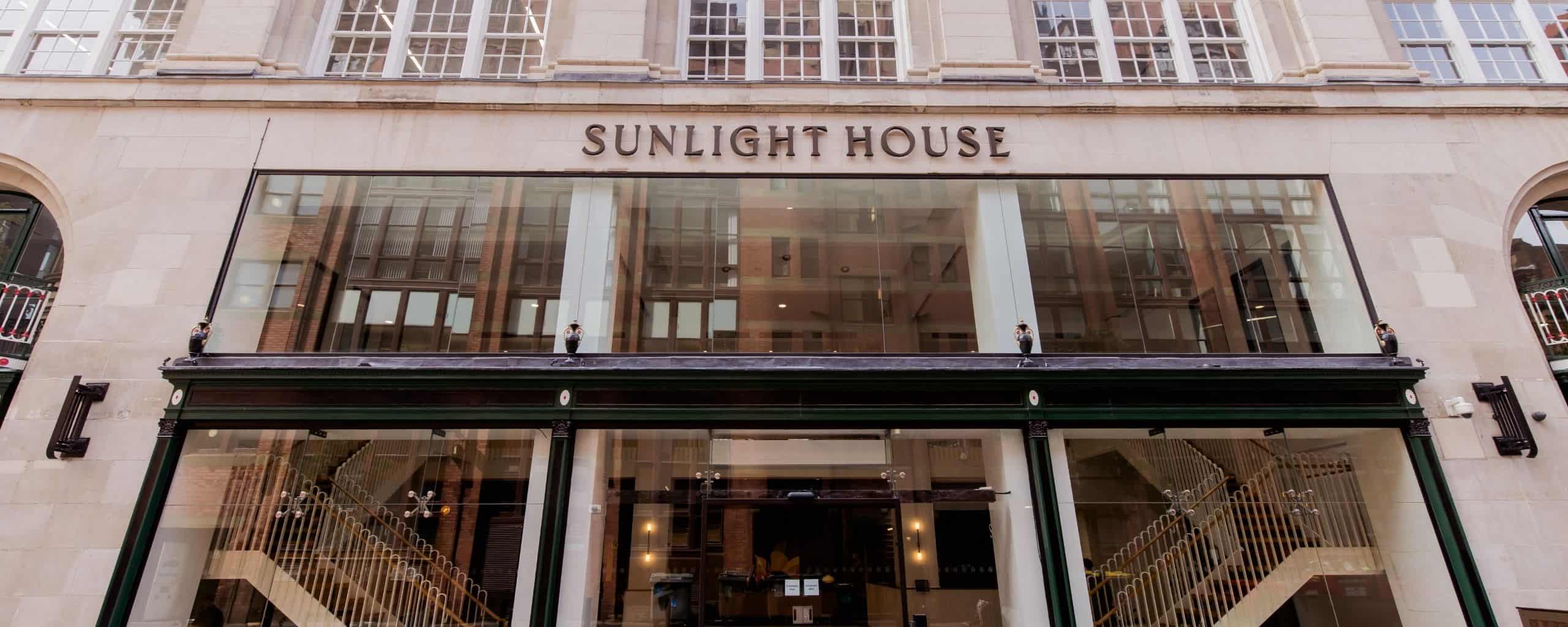 Front of Sunlight House in Spinningfields, Manchester